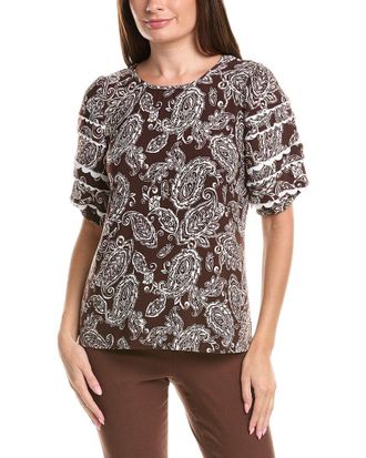 Jones New York Elbow Rick Rack Sleeve Top