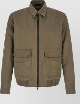 Brioni linen cotton blouson jacket buttoned cuffs