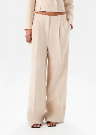 Maria Cher Acoyte Reagan Wide Leg Linen Pants In Ecru