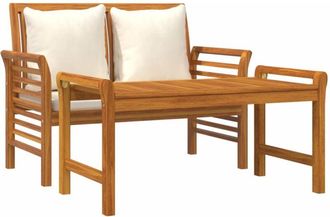 vidaXL 2 Piece Garden Lounge Set with Cream White Cushions Solid Wood Vidaxl