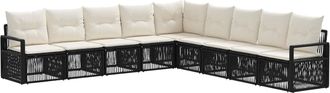 vidaXL Conjunto De Sof&aacute;s De Jard&iacute;n 9 Uds. Negro Rat&aacute;n Sint&eacute;tico Vidaxl