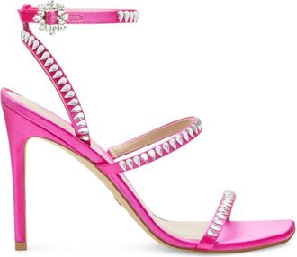 Stuart Weitzman Gemcut 100 Crystal Strappy Sandaal - Dames - Sandalen met hakken - Roze - 36 1/2 EU - Leer - Schoenen