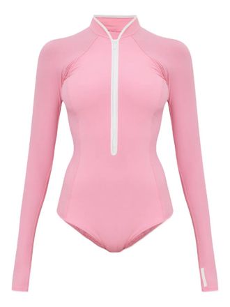 Hunza G Tyra long-sleeved zip-up swimsuit - Pink