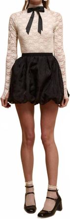 Promesa Floral Mesh Bubble Mini Skirt In Black