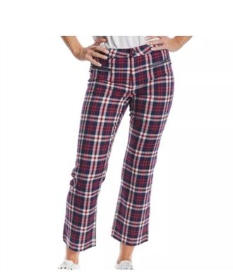 OAT New Yor Womens Cropped Plaid Pants In Blue