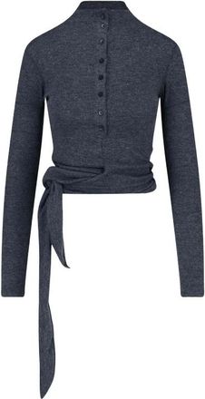 Low Classic Maglia Wrap con Bottoni - - Knitwear - Donna - Grigio - S