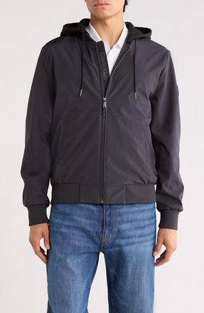 Calvin Klein Softshell Knit Bomber Hoodie in Iron at Nordstrom Rack, Size Xx-Large
