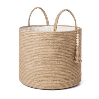 OEM Cesto Tejido - Cuerda Natural - Asas Reforzadas - Forro Textil - Para Almacenamiento O Macetero - 1 Unidad