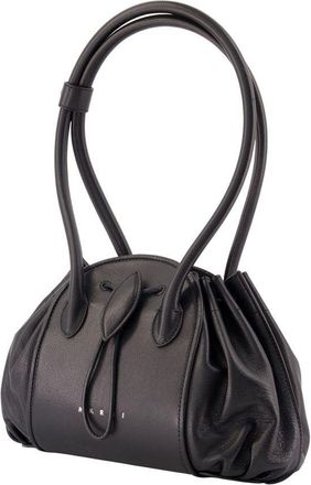 Marni Womens Tulipea Shopper Bag - Marni Leather Black Calfskin Totes-Shopping-Bags