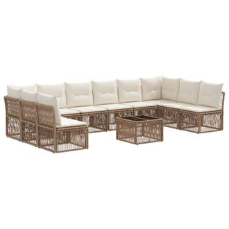 vidaXL Conjunto De Sof&aacute;s De Jard&iacute;n 11 Pcs Beige Rat&aacute;n Sint&eacute;tico Vidaxl
