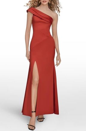 DKNY Pleated One-Shoulder Gown in Autumn Red at Nordstrom, Size 10