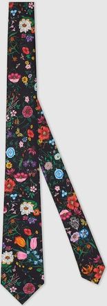 Gucci Printed Silk Tie, Black, Fabric
