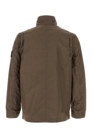 Stone Island Mens Mud Polyester Blend Jacket Umber Exterior: Cotton Giubbini