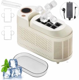 OEM Mini M&aacute;quina De Cubitos De Hielo, 8 Cubitos Por Ciclo, Port&aacute;til Y Compacta, 12v Y 230v, Camping Y Oficina, Hielo R&aacute;pido En 10 Minutos, Blanca