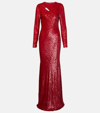 Self Portrait Fil coupé cutout maxi dress