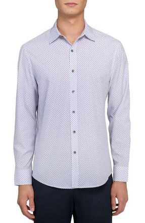 W.R.K Slim Fit Neat Medallion Print Performance Button-Up Shirt in White/Red at Nordstrom, Size Xx-Large