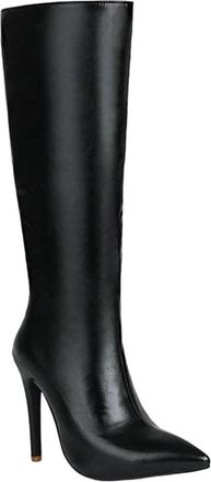 Generic Women Knee High Stretch Boots Pointed Toe Side Zip Thin Heel Winter Outdoor Casual Long Boot