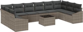 vidaXL Garden Sofa Set 11 pcs Grey Poly rattan Vidaxl