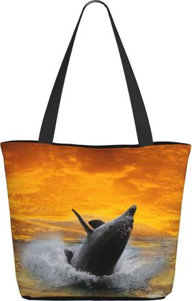 AOOEDM Jumping Dolphin Ladies Shopping Bag 13x11x7in.The Perfect ValentineS Day Gift.It Is The Best ValentineS Day Gift For Mom, Daughter, Wife,Etc