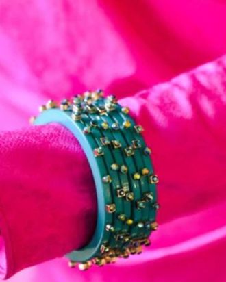 Smith & Co City Girl Jewel Bangle In Harbor Blue/iridescent Blue Stones