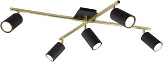 Trio Foco Marley Varillas Doradas 5 Focos Cilindricos Negros Ajustables Trio Lighting