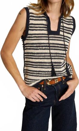 Nation Ltd Priscilla Tank In Crochet Seascape Stripe