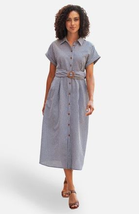 Yumi Gingham Relaxed Shirt Dress in Black at Nordstrom, Size 6