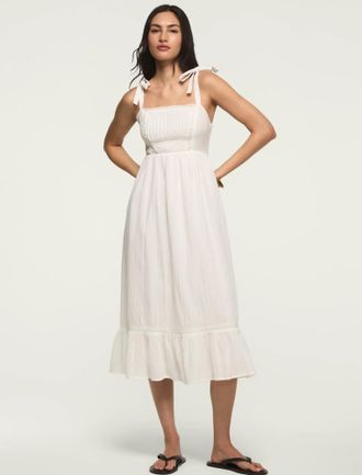 Lucky Brand Womens Classic Lace Trim Midi Dress
