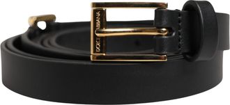 Dolce & Gabbana Men Black Leather Classic Metal Buckle Mens Belt