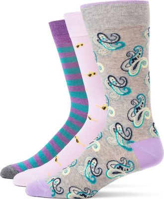 Lorenzo Uomo 3-Pack Assorted Crew Socks in Purple at Nordstrom Rack, Size 10-13