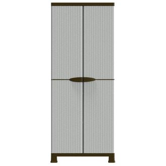 Berkfield Home Plastic Cabinet 68x39x171.5 cm Rattan Design in Grey