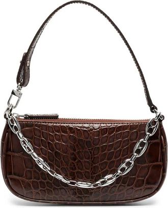 by FAR Bruine Koeienhuid Leren Handtas - Dames - Handtassen - Bruin - ONE Size - Leer - Tassen