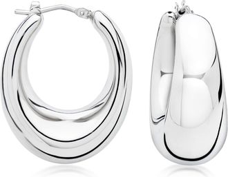 Ross-Simons Italian Sterling Silver Graduated Hoop Earrings