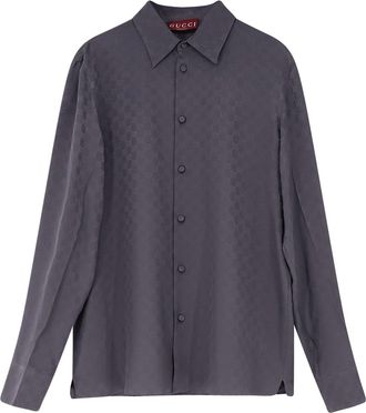 Gucci Gg Jacquard Silk Shirt-Uomo