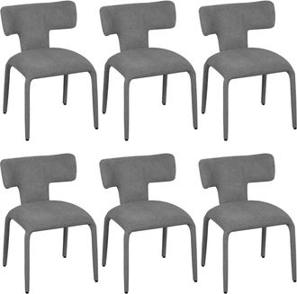 Woltu Woltu Juego De 6 Sillas De Cocina Tapizadas En Lino Colorado Comedor Sal&oacute;n Restaurante, Gris Ahumado