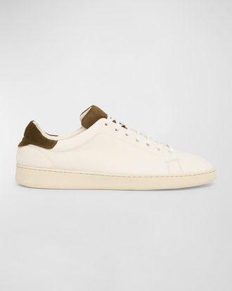 Kiton Mens Bicolor Leather Low-Top Sneakers