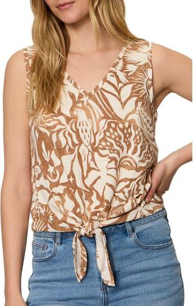 Sanctuary Floral Print Cotton Blend Tank in Full Moon Ivory at Nordstrom, Size X-Large