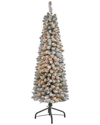 Nearly Natural 5Ft Flocked Pencil Artificial Christmas Tree