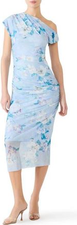 Steve Madden Gracelyn Floral Ruched One-Shoulder Midi Dress in Bloom at Nordstrom, Size X-Small