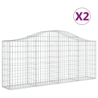 Berkfield Home Arched Gabion Baskets 2 pcs 200x30x80/100 cm Galvanised Iron in Silver