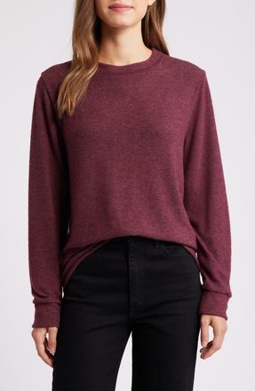 Loveappella Crewneck Brushed Jersey Top in Plum at Nordstrom, Size X-Large