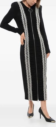 Balmain crystal-embellished midi dress - women - Viscose - 42 - Black