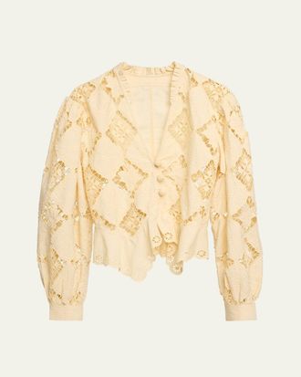 Isabel Marant Nina Lace Embroidered Peplum Top