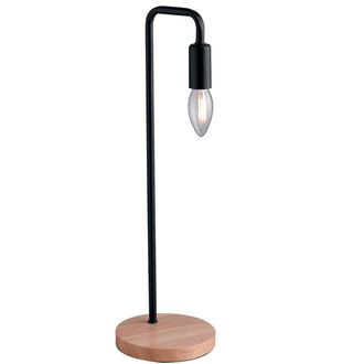 Luce-Ambiente-Design Sushi Table Lamp in Black Metal with Wooden Base