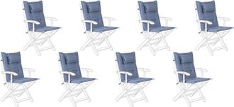 Beliani Conjunto De 8 Cojines Para Las Sillas De Exterior De Tela Azul Resistente A Los Rayos Uv Acolchado Grueso Maui