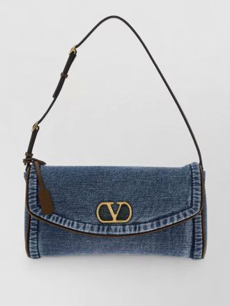 Valentino Garavani devain denim shoulder clutch bag strap