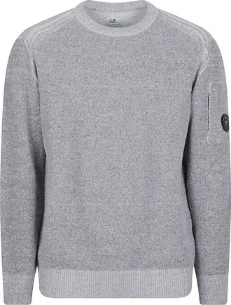 C.P. Company Grey Heathered Crewneck Polyamide-Blend Sweater