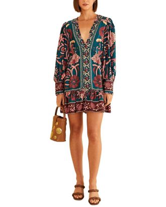 Farm Rio Seashell Tapestry Lenzing Viscose Minidress In Multi