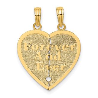 Diamond2Deal 14k Yellow Gold FOREVER EVER Break-Apart Heart Charm