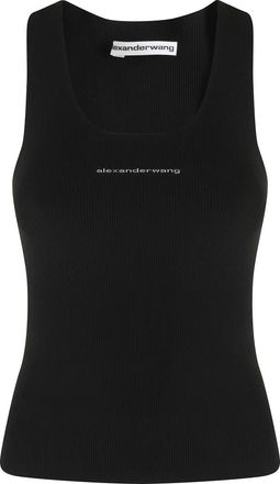 Alexander Wang Tops, Dames, Zwart, M, Jacquard Logo Racer Tank